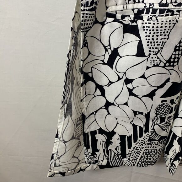 Vintage 80s Gil Aimbez Black White Tennis Player Print SS Button Up Tunic Sz 10 - Picture 10 of 15